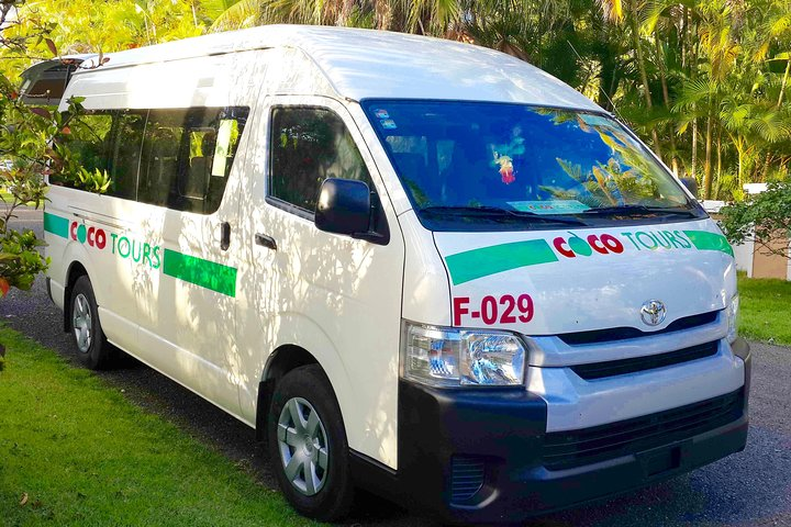 Typical comfortable air-conditioned Cocotours van used on our award-winning Dominican airport transfers